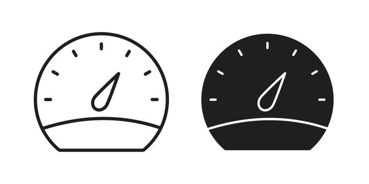 Tachometer icon flat simple icon. Liner version - stock vector.