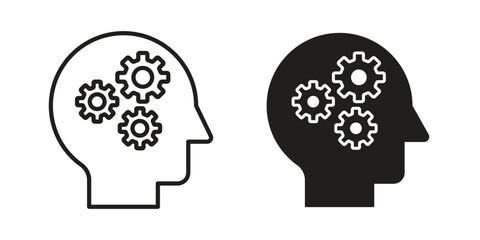 Thinking icon flat simple icon. Liner version - stock vector.