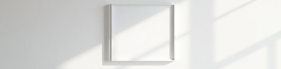 Elegant white wall, simple square poster frame, advertising, concept