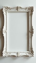 Elegant whitewashed wood frame, ornate detail , art, image