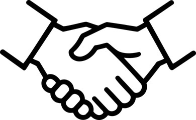 Handshake Agreement Icon, Minimal Black and White Partnership and Business Deal Silhouette
