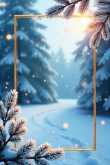 Elegant winter rectangle frame, delicate snowflakes , christmas, holiday