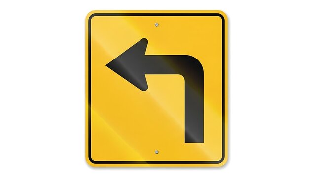 Directional arrow sign pointing left on yellow background