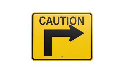 Caution sign with black arrow pointing right on yellow background