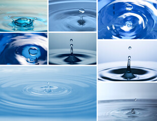 Collage of drops and water with ripples