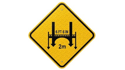 Low clearance road sign indicating height restriction