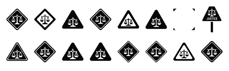 First Day of Black History Month justice road sign silhouette icon set