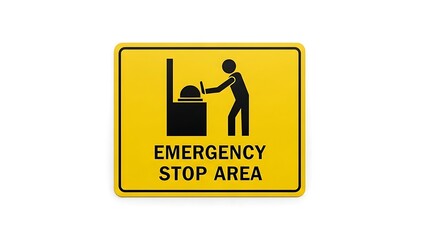 Emergency stop area sign with person operating switch