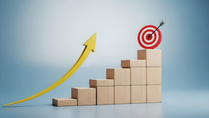 Growth Success Business Goal Target Wooden Steps