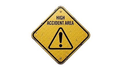 Warning sign for high accident area with exclamation mark