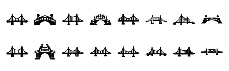 First Day of Black History Month unity bridge silhouette silhouette icon set