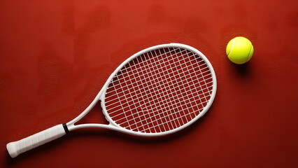 Tennis Racket Ball Sport Red Court Top View
