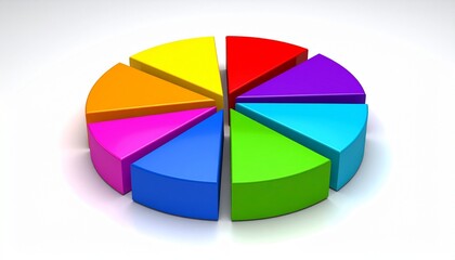 3D pie chart with eight colorful segments