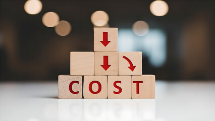 Cost Reduction Business Concept Financial Budget Wooden Blocks
