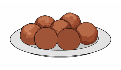 Realistic meatballs on plate food vector illustration isolated on white background for restaurant marketing