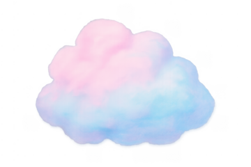 Pastel pink and blue fluffy cloud object with transparent background