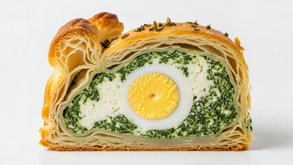 Side View of Italian Torta Pasqualina Showing Layers