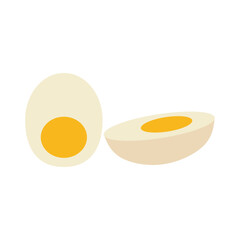 Hard Boiled Egg Cut in Half. Healthy Protein Breakfast Food Vector Icon