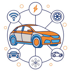 Futuristic Transportation Vector Illustration &ndash; Smart Mobility and AI Vehicles Concept