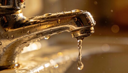 Shimmering Stream from a Chrome Faucet over a Kitchen Sink, Modern Liquid Splash - Contemporary Kitchen Decor
