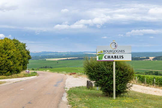 Chablis wine region sign D62 Bourgogne Franche Comte France