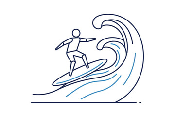 Surfer riding a wave in a dynamic silhouette pose