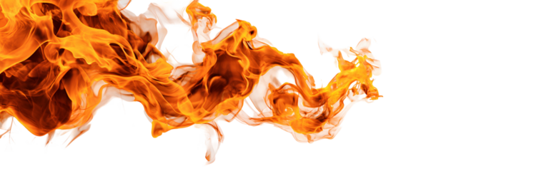 Dynamic flame element against a black backdrop, showcasing vibrant orange and white hues
