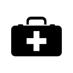 Obraz premium First Aid Kit Icon on Black Background for Medical and Emergency Use