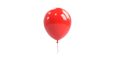 A shiny red balloon floats against a stark black background, with tied string