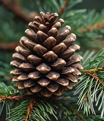 pine cones on a branch.