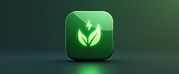 Sustainable energy icon modern 3d render digital illustration representing green power ecology environment protection and nature conservation