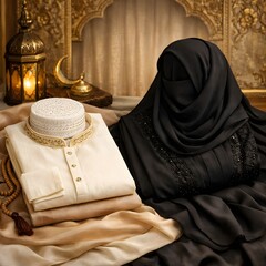 Elegant traditional attire display