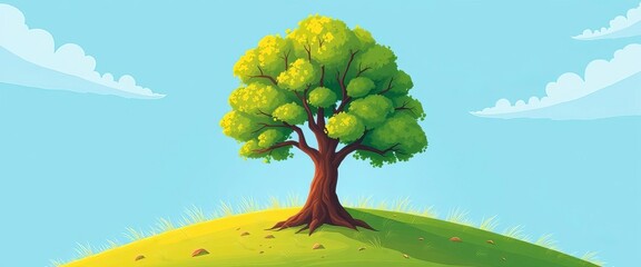 Stylized digital illustration of a tree, perfect for web design or print projects and eco-friendly themes,  eco,  branch