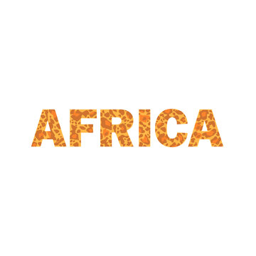 Typography Africa template for fashion t-shirt print, bag design, poster, banner, background and poster with panther skin spot pattern isolated on white