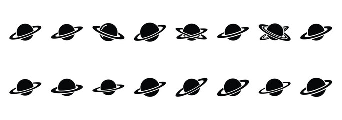 planet ring silhouette icon set © Poli