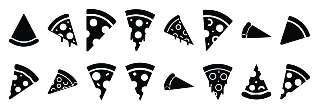 pizza slice silhouette icon set