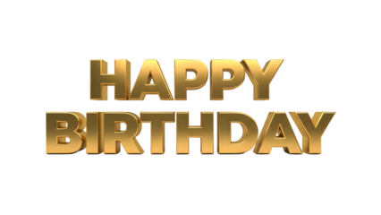 Happy birthday 3D text isolated on transparent background