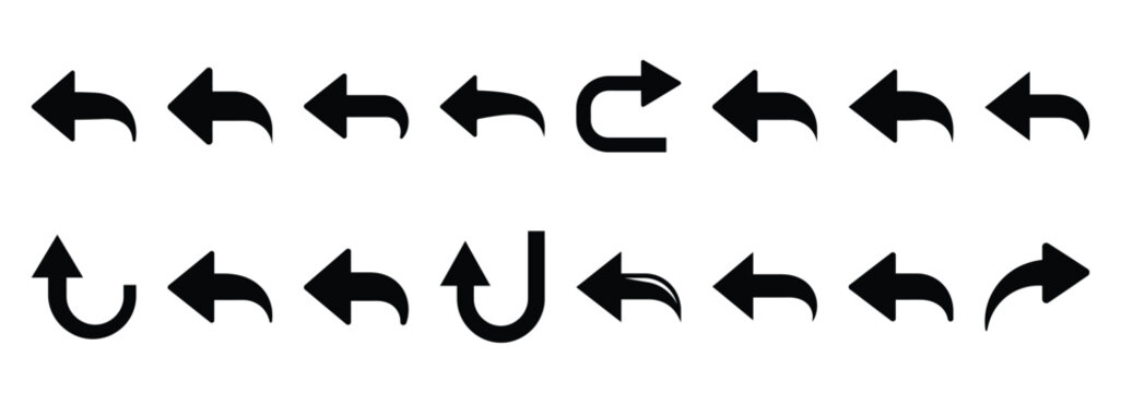 reply arrow silhouette icon set