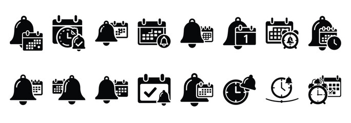 schedule reminder silhouette icon set
