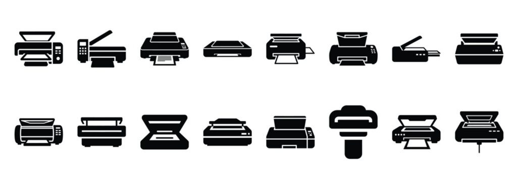 scanner device silhouette icon set
