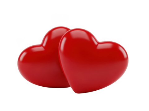 Two interlocking red hearts isolated on transparent background - Powered by Adobe