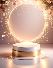 Festive and shining stage as product display. Texture background with copy space