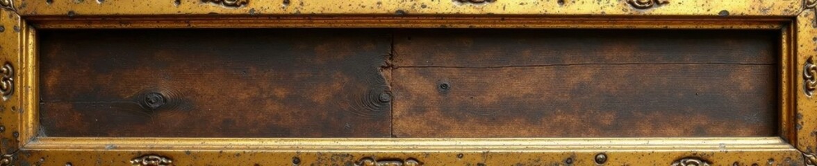 Golden rectangular frame cutout; elongated, antique style , illustration, template, border