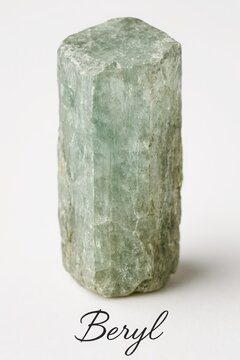 Natural beryl specimen emphasizing vertical growth lines and solid texture