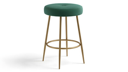 Elegant green velvet bar stool with gold metal legs