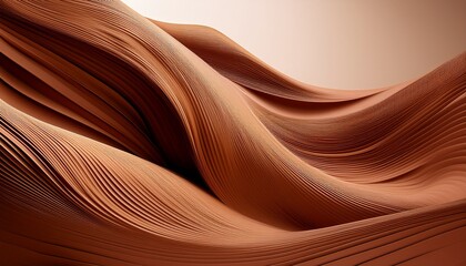 abstract brown sheets forming a fluid dynamic shape mocha mousse 3d background