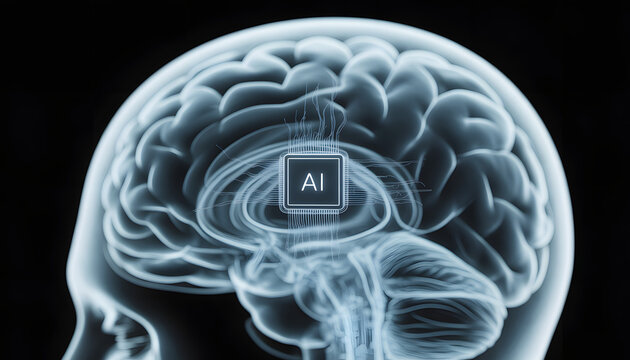 x ray of human brain with artificial-intellegence
