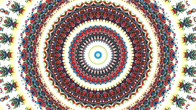 4K Colorful kaleidoscope background. Abstract multicolored motion graphics background for yoga specialist, astrology, art therapist, night club, music video.