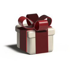 a light gift box with a red bow on a transparent background, a postcard and a place to copy