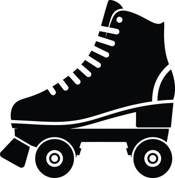 Minimalist Vector Roller Skate Icon Isolated on White Background